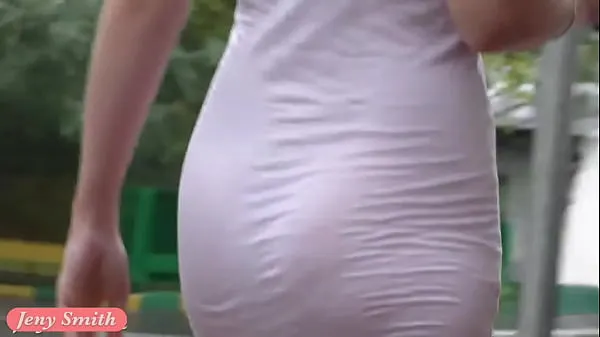 Películas de energía Minivestido blanco transparente de Jeny Smith en público HD