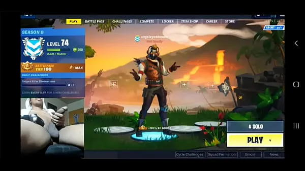 Ταινίες ενέργειας HD Naked gamer playing fortnite