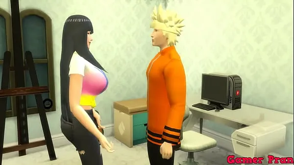 Filmes de energia Naruto Hentai Episódio 13 Família Pervertida Naruto encontra sua esposa Hinata assistindo vídeos pornôs e se masturbando, ele a ajuda tendo muito sexo anal e depósito de leite em HD